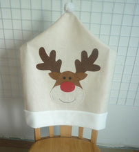 将图片加载到图库查看器，Christmas Hat Chair Cover Xmas Santa Claus Deer Elk Dining Chair Covers for Kitchen Placemat Dining Seat Christmas Home Decor r Back Cover Removable Washable Chair Protector Cover For Kitchen Dining Room Chairs and Living Room 50x60cm
