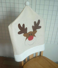 将图片加载到图库查看器，Christmas Hat Chair Cover Xmas Santa Claus Deer Elk Dining Chair Covers for Kitchen Placemat Dining Seat Christmas Home Decor r Back Cover Removable Washable Chair Protector Cover For Kitchen Dining Room Chairs and Living Room 50x60cm
