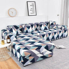 Load image into Gallery viewer, Sofa Cover Geometric Couch Cover Elastic Sofa Cover for Living Room Pets Corner L Shaped Chaise Longue Sofa Slipcover Shaped Sofa Slipcovers with Elastic Bottom, Jacquard Chaise Lounge Set for Living Room
