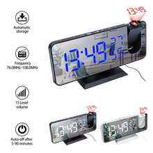 Load image into Gallery viewer, LED Digital Alarm Clock Projection Clock Radios Loud Ceiling Alarm Clock for Heavy Sleepers Snooze Dual Clock Bedside Dimmer with USB Charger Digital LED Clock FM Radio Table Electronic Desktop Clocks USB Wake Up FM Radio Time Projector Snooze Function
