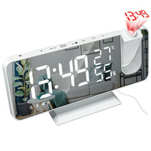 Load image into Gallery viewer, LED Digital Alarm Clock Projection Clock Radios Loud Ceiling Alarm Clock for Heavy Sleepers Snooze Dual Clock Bedside Dimmer with USB Charger Digital LED Clock FM Radio Table Electronic Desktop Clocks USB Wake Up FM Radio Time Projector Snooze Function
