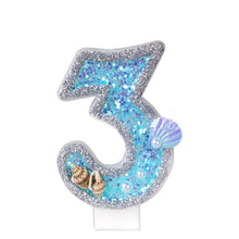 将图片加载到图库查看器，Blue Shell Glitter Number Birthday Candles Numeral Birthday Candles Cake Numeral Candles Number 0-9 Glitter Cake Topper Decoration for Birthday Wedding Anniversary Party Cake Toppers Birthday Wedding Digital Cakes Dessert Decor Birthday Decoration
