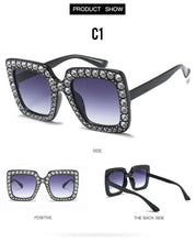 Load image into Gallery viewer, Oversized Sunglasses Square Diamond Sunglasses Women Retro Sunglasses Luxury &amp; Diamond Square Shape Sunglasses For Women Branded Attractive Any Size Crystal Sun Glasses For Ladies Gradient Classic Mirror &amp; Decent Shades
