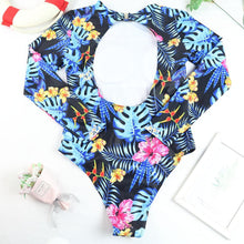 Load image into Gallery viewer, Surfing Swimsuit For Women Bikini Long Sleeve Swimwear Tiger Print Push Up Summer Bath Suit Two Piece Surfing Rash Guard Bikini Long Sleeve Swimsuit Set

