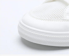 将图片加载到图库查看器，Women's White Casual Sneakers Spring  Summer Breathable Flats Solid Color Mesh Shoes Fashion White Flat Sneakers Women Workout Tennis Walking Gym Fashion Sneakers
