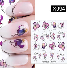 将图片加载到图库查看器，Blue Marble Water Decal Sticker Wave Line Flower Leaf Tree Summer Slider Decor For Manicuring Nail Art Watermarks Curve Graffiti Nail Design for Acrylic Nail Supplies Designer Nail Decorations for Women Girls Kids
