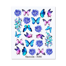 将图片加载到图库查看器，Blue Marble Water Decal Sticker Wave Line Flower Leaf Tree Summer Slider Decor For Manicuring Nail Art Watermarks Curve Graffiti Nail Design for Acrylic Nail Supplies Designer Nail Decorations for Women Girls Kids
