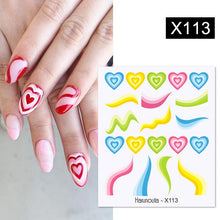 Load image into Gallery viewer, Rainbow Wave Love Heart Pattern Water Decals Stickers Butterfly Dragon Geometry Slider For Nails Art Decoration Tip Water Transfer Nail Decals Sticker For Pretty Girl Self-Adhesive Nail Decals Designer Nail Stickers for Acrylic
