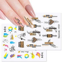 Load image into Gallery viewer, Rainbow Wave Love Heart Pattern Water Decals Stickers Butterfly Dragon Geometry Slider For Nails Art Decoration Tip Water Transfer Nail Decals Sticker For Pretty Girl Self-Adhesive Nail Decals Designer Nail Stickers for Acrylic
