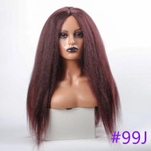 将图片加载到图库查看器，Long Kinky Straight Synthetic Wigs for Black Women Black Brown Blonde Ginger Red White Hair Afro Wigs Synthetic Hair  Wigs For Black Women Cosplay Wigs For Women
