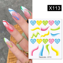 将图片加载到图库查看器，Egg Shell French Lines Water Decals Sticker Geometric Flowers Leaves Bubble Design Slider For Manicuring Nail Art Manicure Lips Nail Art Decorations Slider Nail Art Stickers Decals Nail Art Supplies Valentines Day 3D Self-Adhesive Nail Decorations
