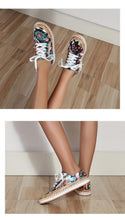 将图片加载到图库查看器，New Popular Womens Shoes Colorful Beautiful Flower Printing Shoes Lace-up Flat Women's Casual Womens Sneakers High-Quality Women's White Sports Casual Couple Shoes Summer Trainers Walking Sneakers
