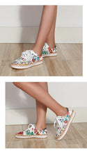 将图片加载到图库查看器，New Popular Womens Shoes Colorful Beautiful Flower Printing Shoes Lace-up Flat Women's Casual Womens Sneakers High-Quality Women's White Sports Casual Couple Shoes Summer Trainers Walking Sneakers
