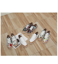 将图片加载到图库查看器，New Popular Womens Shoes Colorful Beautiful Flower Printing Shoes Lace-up Flat Women's Casual Womens Sneakers High-Quality Women's White Sports Casual Couple Shoes Summer Trainers Walking Sneakers
