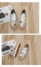 将图片加载到图库查看器，New Popular Womens Shoes Colorful Beautiful Flower Printing Shoes Lace-up Flat Women's Casual Womens Sneakers High-Quality Women's White Sports Casual Couple Shoes Summer Trainers Walking Sneakers

