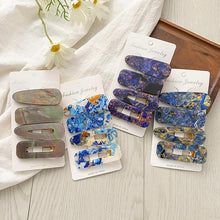 将图片加载到图库查看器，2PCS/Set Fashion WomenElegant Acrylic Geometric Hairpin Sweet Girl Hair Clip Marble Textured Barrettes Headband Gorgeous Hair Accessories For Women
