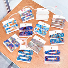 将图片加载到图库查看器，2PCS/Set Fashion WomenElegant Acrylic Geometric Hairpin Sweet Girl Hair Clip Marble Textured Barrettes Headband Gorgeous Hair Accessories For Women
