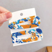 将图片加载到图库查看器，2PCS/Set Fashion WomenElegant Acrylic Geometric Hairpin Sweet Girl Hair Clip Marble Textured Barrettes Headband Gorgeous Hair Accessories For Women
