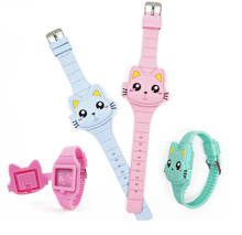 将图片加载到图库查看器，3D Kids Watches Cute Rabbit Cat LED Electronic Children Watch Boys and Girls Silicone Toy Wristwatches Girls Watch Digital Cute Shape LED Fashion Silicone Band Clamshell Design Wrist Watch
