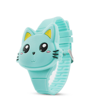将图片加载到图库查看器，3D Kids Watches Cute Rabbit Cat LED Electronic Children Watch Boys and Girls Silicone Toy Wristwatches Girls Watch Digital Cute Shape LED Fashion Silicone Band Clamshell Design Wrist Watch
