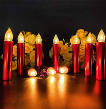将图片加载到图库查看器，Christmas Tree Clip LED Candle Waterproof LED Flameless Taper Ivory Floating Candles with Remote Timer and Dimmable, Ideal for Home Indoor Outdoor Christmas Trees Lamp Simulation Flame Light Warm Candle Family Party Birthday Party Decorated With Candles
