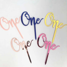 Load image into Gallery viewer, Acrylic One Cake Topper Top Cake One Cake Topper Birthday Cake Topper Double Sided For Anniversaries And Parties  Birthday Party Cupcake Toppers Flags Wedding Baby Shower Supplies Lovely Baking Dessert Decorations
