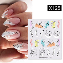 Load image into Gallery viewer, Black Lines Flower Leaves Water Decals Stickers Floral Face Marble Pattern Slider For Nails Summer Nail Art Decoration Summer Stickers on Nails Simple Summer Slider for Manicure Nail Art Watermark Manicure Decor
