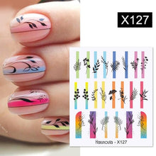 Load image into Gallery viewer, Black Lines Flower Leaves Water Decals Stickers Floral Face Marble Pattern Slider For Nails Summer Nail Art Decoration Summer Stickers on Nails Simple Summer Slider for Manicure Nail Art Watermark Manicure Decor

