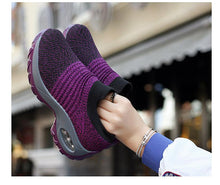 将图片加载到图库查看器，Women's Casual Chunky Sneakers Platform Walking Shoes Fashion Knited Casual Walking Shoes Sock Sneakers Slip On Mesh Air Cushion Comfortable Easy Shoes

