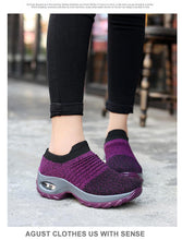 将图片加载到图库查看器，Women's Casual Chunky Sneakers Platform Walking Shoes Fashion Knited Casual Walking Shoes Sock Sneakers Slip On Mesh Air Cushion Comfortable Easy Shoes
