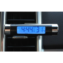 将图片加载到图库查看器，2 In 1 Car Vehicle LCD Digital Display Automotive Thermometer Clock Portable Car Auto Dashboard Digital Clocks with Black Light And LCD Screen Adjustable Vehicle Temperature Gauge Support Clock
