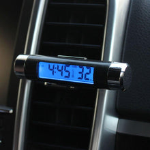 将图片加载到图库查看器，2 In 1 Car Vehicle LCD Digital Display Automotive Thermometer Clock Portable Car Auto Dashboard Digital Clocks with Black Light And LCD Screen Adjustable Vehicle Temperature Gauge Support Clock
