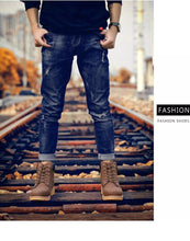 将图片加载到图库查看器，Winter Luxury Shoes Mens Flat Heel Boots Fashion Warm Ankle Boots Outdoor Warm Non Slip Fur Lined Ankle Boots Leather Winter Walking Shoes For Mens
