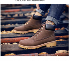 将图片加载到图库查看器，Winter Luxury Shoes Mens Flat Heel Boots Fashion Warm Ankle Boots Outdoor Warm Non Slip Fur Lined Ankle Boots Leather Winter Walking Shoes For Mens
