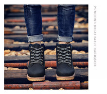 将图片加载到图库查看器，Winter Luxury Shoes Mens Flat Heel Boots Fashion Warm Ankle Boots Outdoor Warm Non Slip Fur Lined Ankle Boots Leather Winter Walking Shoes For Mens
