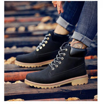 将图片加载到图库查看器，Winter Luxury Shoes Mens Flat Heel Boots Fashion Warm Ankle Boots Outdoor Warm Non Slip Fur Lined Ankle Boots Leather Winter Walking Shoes For Mens
