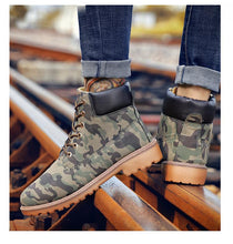 将图片加载到图库查看器，Winter Luxury Shoes Mens Flat Heel Boots Fashion Warm Ankle Boots Outdoor Warm Non Slip Fur Lined Ankle Boots Leather Winter Walking Shoes For Mens
