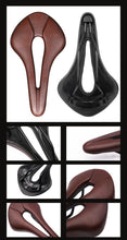 Load image into Gallery viewer, Bike Saddle Hollow Bicycle Cushion One-Piece PU Leather Soft Comfortable Seat For Men Women Road Mountain Cycling Saddles Bicycle Seat Waterproof Comfortable Road Bike Saddle Memory Foam Padded Replacement For Road Bikes
