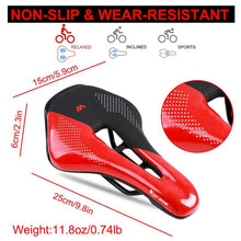 Load image into Gallery viewer, Leather Bike Saddle Mountain Road Bike Seat Leather Saddle Comfort Cushion Breathable Replacement Soft Padded Bicycle Seat With Shock Absorbing Waterproof Universal Leather Saddle
