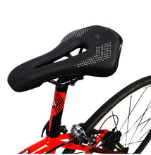 Load image into Gallery viewer, Leather Bike Saddle Mountain Road Bike Seat Leather Saddle Comfort Cushion Breathable Replacement Soft Padded Bicycle Seat With Shock Absorbing Waterproof Universal Leather Saddle
