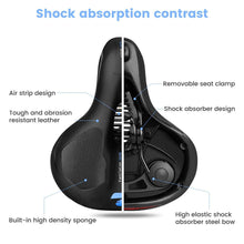 Load image into Gallery viewer, Unisex Soft Rubber Bike Saddle Dual Shock Absorbing Mountain Bicycle Cushion Pad Breathable Comfortable Bike Seat Cushion Bicycle Seat For Men Women With Dual Shock Absorbing Ball Memory Foam Waterproof Wide Bicycle Saddle Fit
