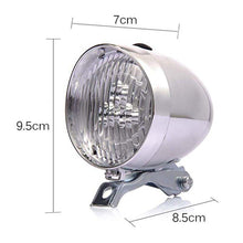 Load image into Gallery viewer, Retro Bicycle Retro Headlight Waterproof Perspective Strong Body Warning Safety Headlight Classical Cool Silver/Black Cycling Bicycle Headlight Retro Front Vintage Bike Light Night Riding Safety Head Lamp
