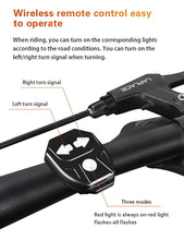 Load image into Gallery viewer, Rear Lamp Smart Bike Wireless Remote Turn Signal Lights Bicycle LED Taillight Personal Bicycle LED Rechargeable USB Bicycle Tail Light Wireless Remote Control Back Bike Light For Night Riding Safety Warning Cycling Lights
