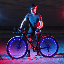 Load image into Gallery viewer, 20 LED Bike Cycling Rim Lights Wheel Spoke Light String Strip Lamps Waterproof Bicycle Light Decoration Accessories Waterproof LED Bike Spoke Lights For Adult Bike Beautiful Night Bike Decoration

