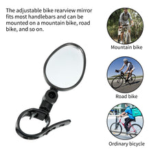 Load image into Gallery viewer, Handlebar Bike Mirror Bicycle Rear view Lens Wide-Angle Safety Mirror Mountain Road Bicycle Wide-Angle Reflector  Rotatable Handlebar Mirror Wide Angle Bicycle Mirror Cycling Rear View Mirror Shockproof Acrylic Convex Mirror Safe Rearview Mirror
