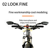 Load image into Gallery viewer, Bike Wide Range Back Sight Reflector Bike Mirror Bicycle Handlebar Rear View Mirror Bike Rear view Mirror Left With Light Reflector Safer No-Shock Bicycle Mirror Rearview Mirror Universal For Bike Bicycle
