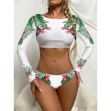 Load image into Gallery viewer, Surfing Swimsuit For Women Bikini Long Sleeve Swimwear Tiger Print Push Up Summer Bath Suit Two Piece Surfing Rash Guard Bikini Long Sleeve Swimsuit Set
