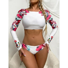Load image into Gallery viewer, Surfing Swimsuit For Women Bikini Long Sleeve Swimwear Tiger Print Push Up Summer Bath Suit Two Piece Surfing Rash Guard Bikini Long Sleeve Swimsuit Set
