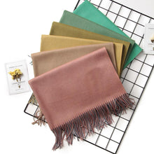 Load image into Gallery viewer, Fashion Winter Solid Soft Scarf Cashmere Lightweight Scarves Shawls Cashmere Escharpe Scarfs Lightweight Shawls Hijabs Shawls Escharpe Elegant Wrap Blanket Bandana Tassel For Lady
