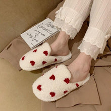 Load image into Gallery viewer, Cotton Slippers Women's Autumn Winter Fashion Style Plush Indoor Warm Women's Shoes Warm Slippers Memory Foam Cotton Home Slippers Soft Plush House Heart Cute Design Slippers
